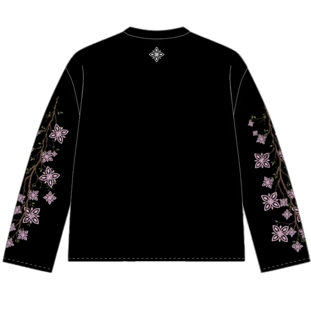 BLOSSOM WAFFLE TEE BLACK