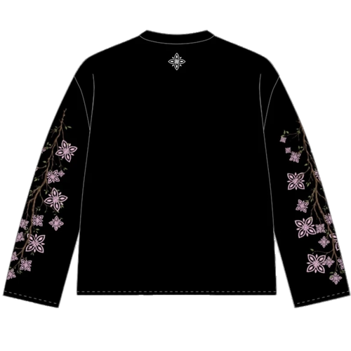 BLOSSOM WAFFLE TEE BLACK