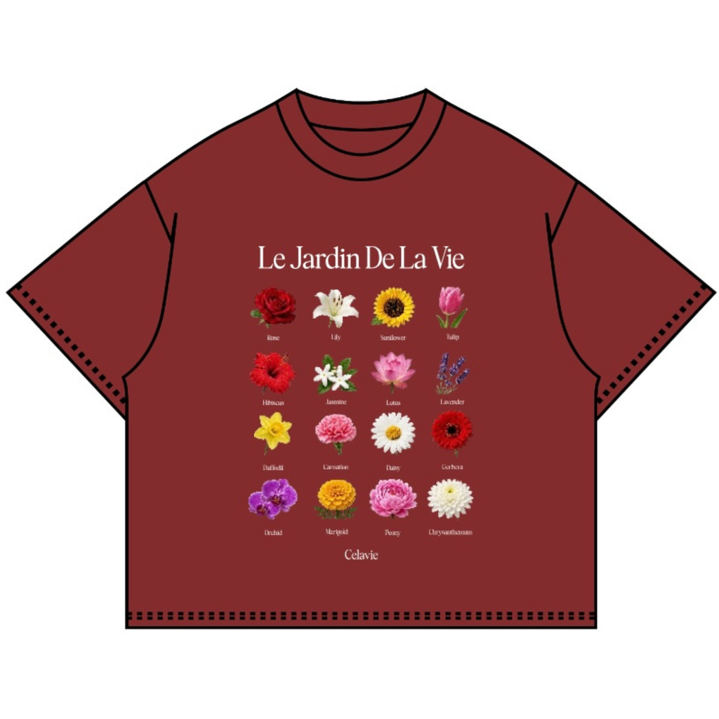 FLOWER GUIDE TEE MAROON