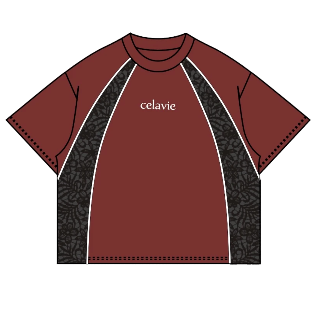 LACE REFLECTIVE TEE MAROON