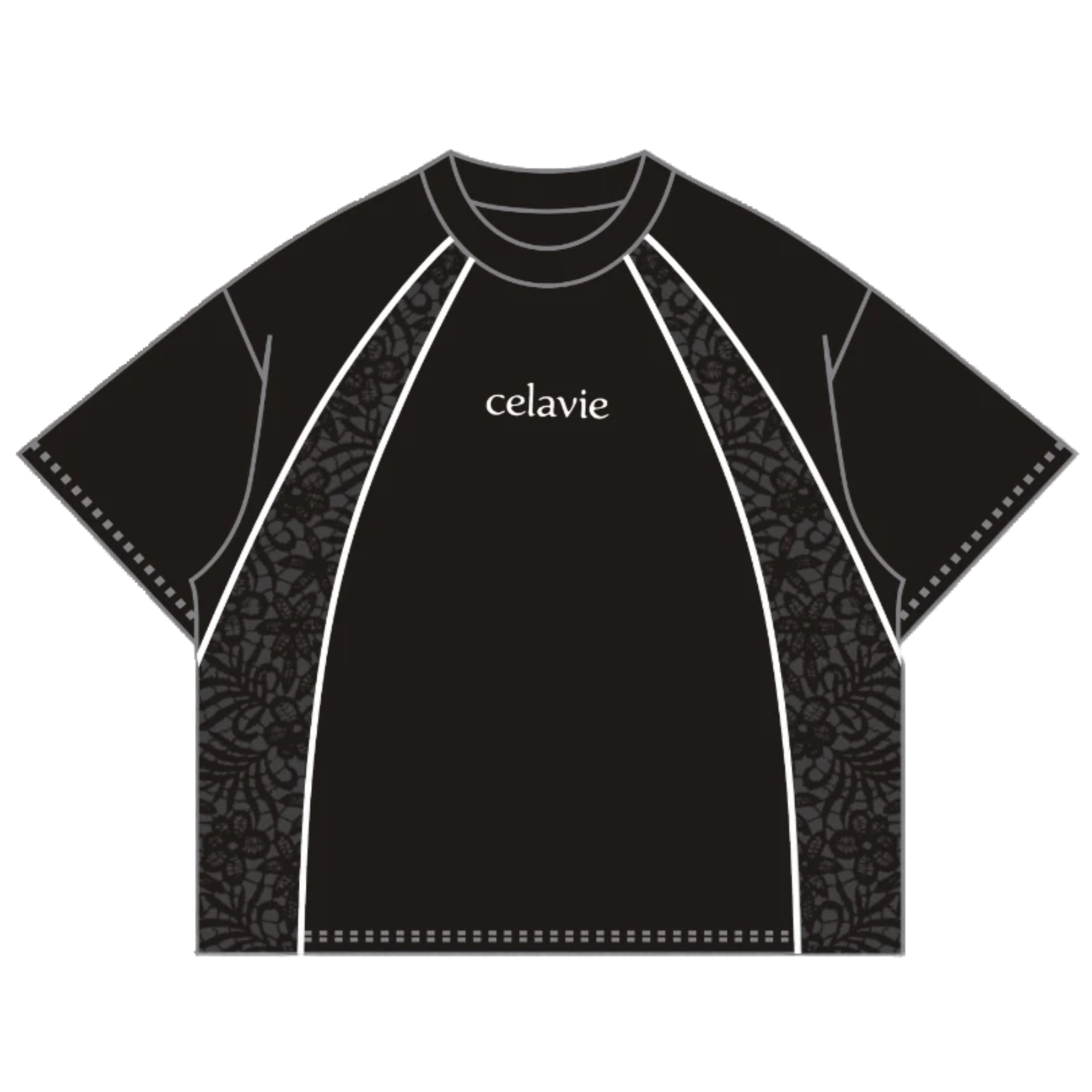 LACE REFLECTIVE TEE BLACK